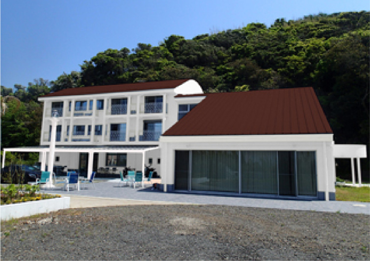 左はブラウンの屋根に白の外壁の組み合わせです。