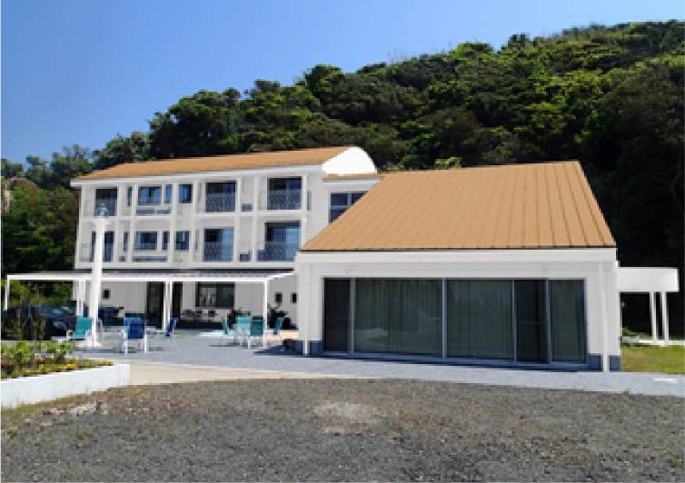 右はソフトオレンジの屋根に白い外壁の組み合わせです。