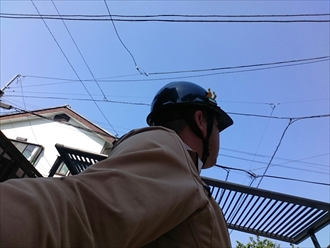 漆喰詰め直し工事をおこなっている横浜市旭区の現場です