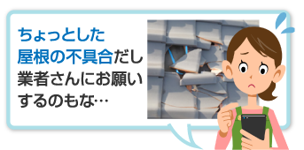 ちょっとした屋根の不具合だし業者さんにお願いするのもな…