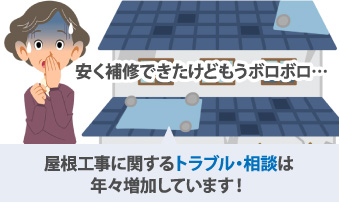 屋根工事に関するトラブル・相談は年々増加しています！