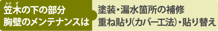 笠木の下の部分胸壁のメンテナンスは