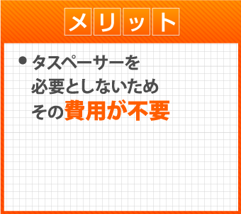 タスペーサーを必要としないためその費用が不要