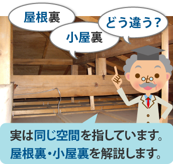 小屋裏・屋根裏どう違う？実は同じ空間を指しています。屋根裏・小屋裏を解説します。