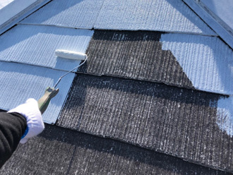 伊勢原市見附島にて塗装時期を迎えたスレート屋根の遮熱塗料による屋根塗装