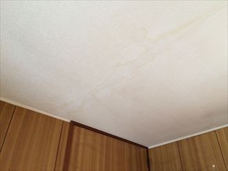 天井のクロスに染み