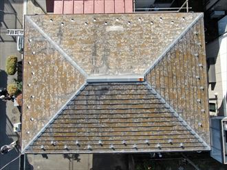 座間市座間でドローンを使用したスレート屋根の点検を行いました