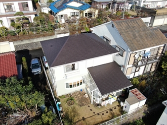 相模原市緑区根古屋にて屋根葺き替え工事をし一年経過、ドローンを使用した定期点検を実施しました