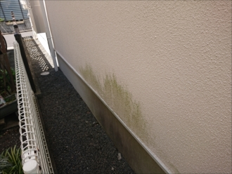 綺麗なモルタル外壁に不自然な汚れ