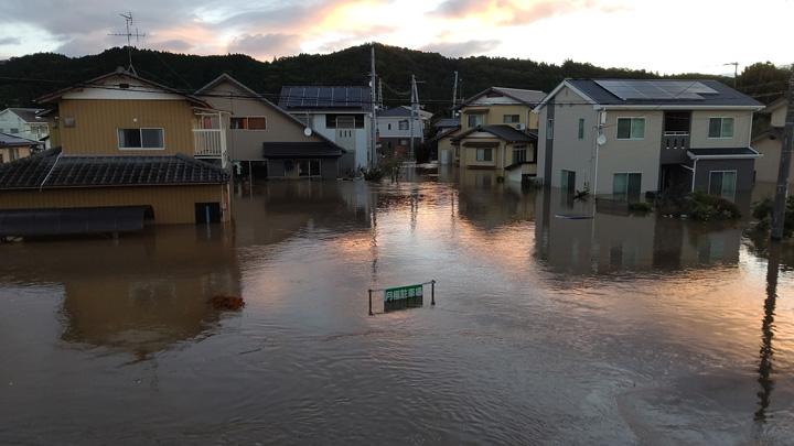 台風19号で水に浸かった町