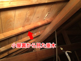 小屋裏から見た垂木