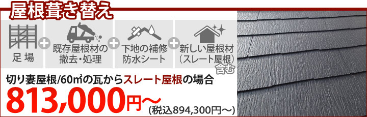 屋根葺き替え813,000円～（消費税・諸経費別）
