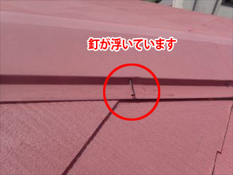 棟板金の釘浮きが発生