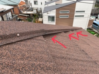 横浜市港北区高田東で棟板金の指摘を受けた屋根を調査してきました