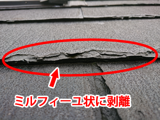 川崎市高津区末長にてスレート屋根の調査！ボロボロに剥離したスレートには塗装ができない！？屋根カバー工事か屋根葺き替え工事でメンテナンスを行いましょう！