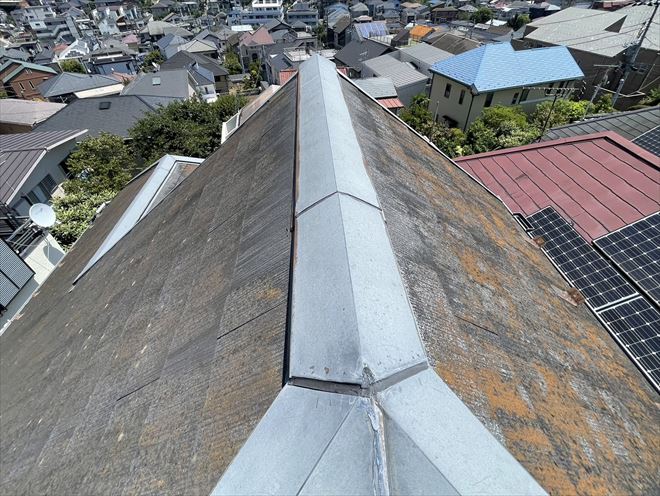 横浜市港北区富士塚で飛び込み業者から指摘を受けたスレート屋根を調査してきました