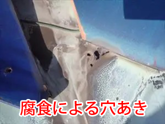 腐食による穴あき