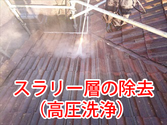 スラリー層の除去（高圧洗浄）