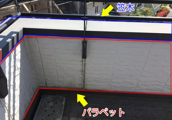 笠木とパラペット