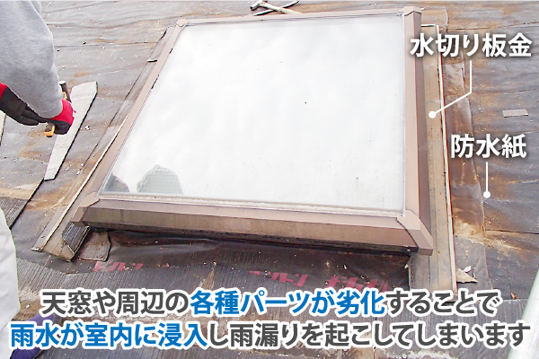 天窓からの雨漏り原因