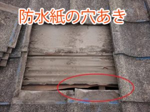 防水紙の穴あき