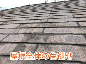 屋根全体が色褪せているスレート屋根