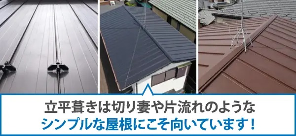 立平葺きは切妻屋根や片流れの屋根などシンプルな屋根にこそ向いています