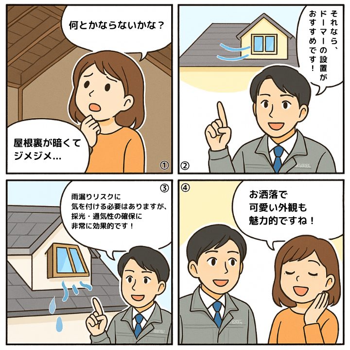 ドーマーについて解説する4コマ漫画