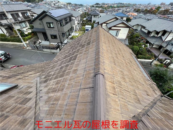 モニエル瓦の屋根を調査