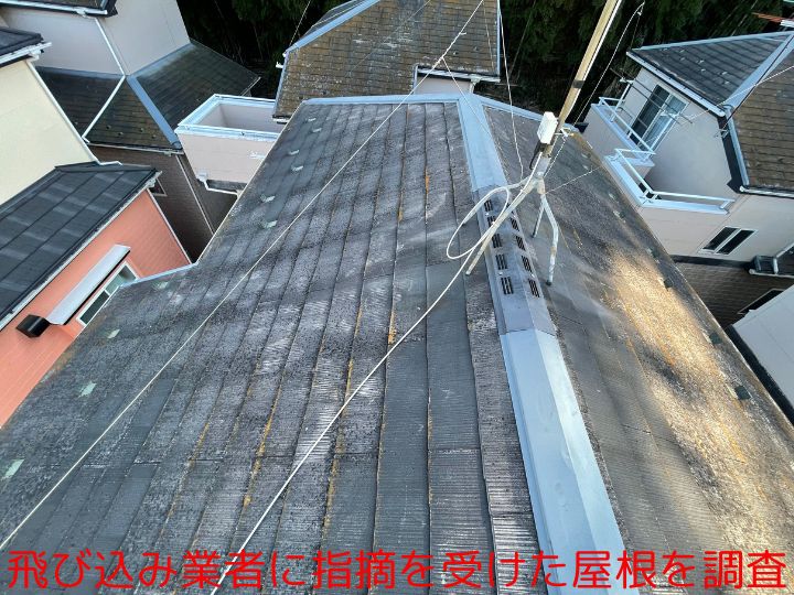 飛び込み業者に指摘を受けた屋根を調査
