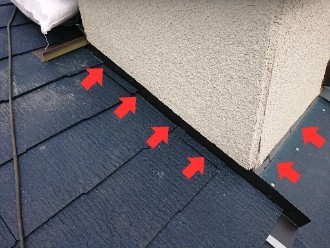 通気用の煙突周りの雨仕舞の状態