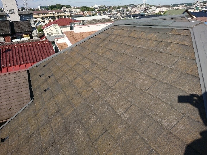 屋根は6寸勾配の急勾配で汚れが多く付着