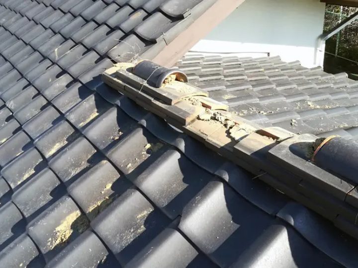 崩れている棟瓦