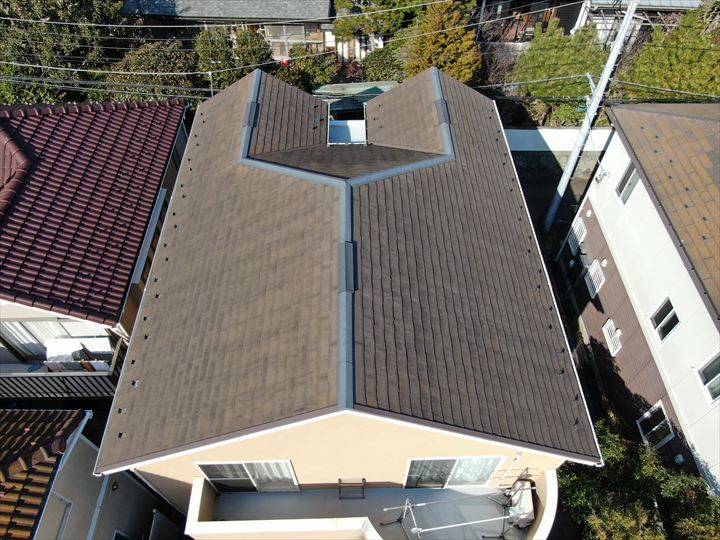 屋根全体の調査風景