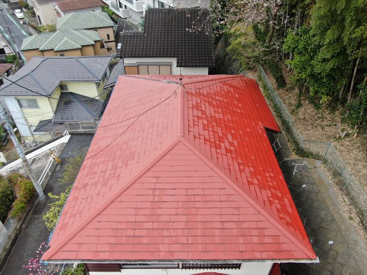 屋根全体と欠損した隅棟