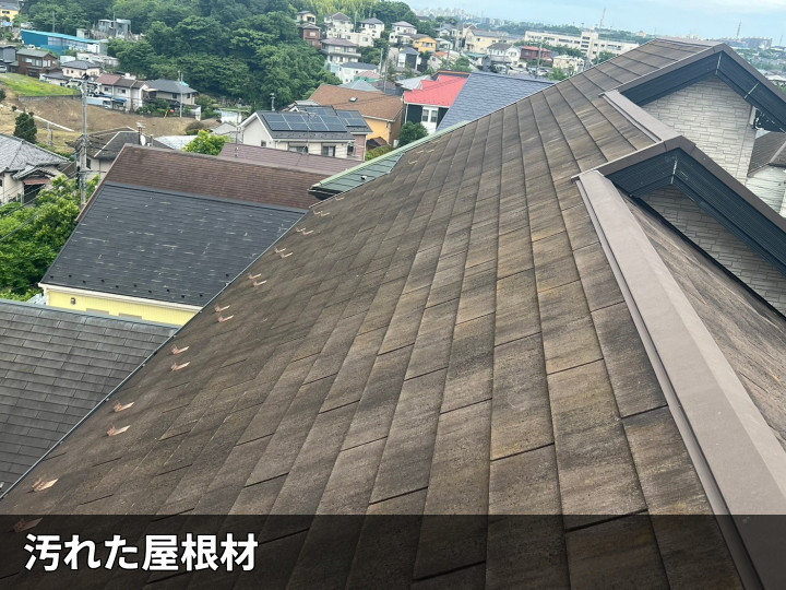 汚れが広がる屋根全景