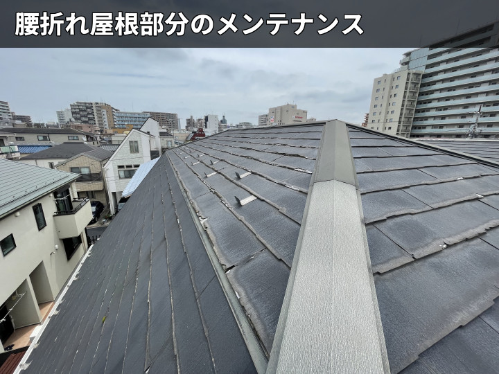 腰折れ部の劣化した屋根