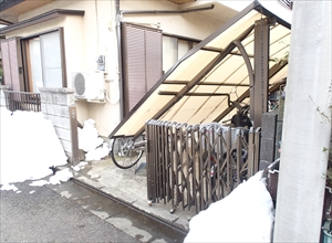 【積雪被害】カーポート破損｜カーポート曲がり・歪み・割れ｜横浜市旭区